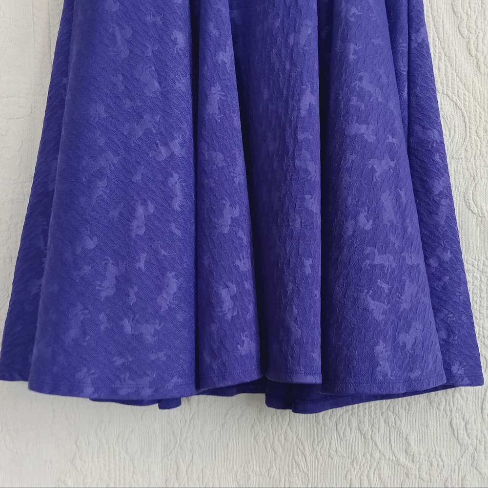 LuLaRoe Purple Unicorn Fit N Flare Midi Dress Stretchy Textured Fantasy Colorful - Picture 5 of 13